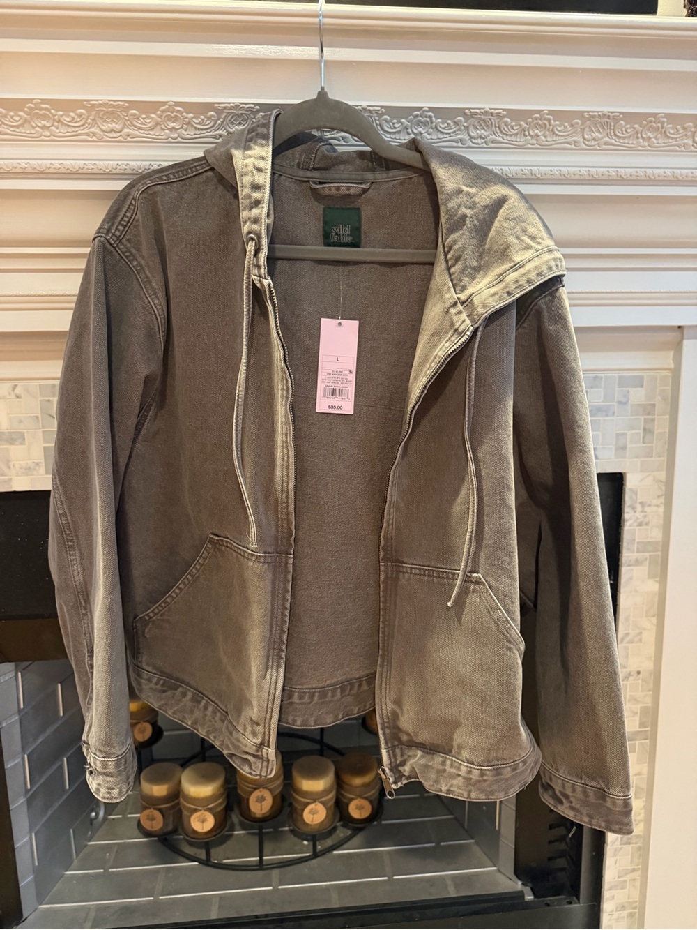 Unisex Washed Hooded Zip Jacket - Gray